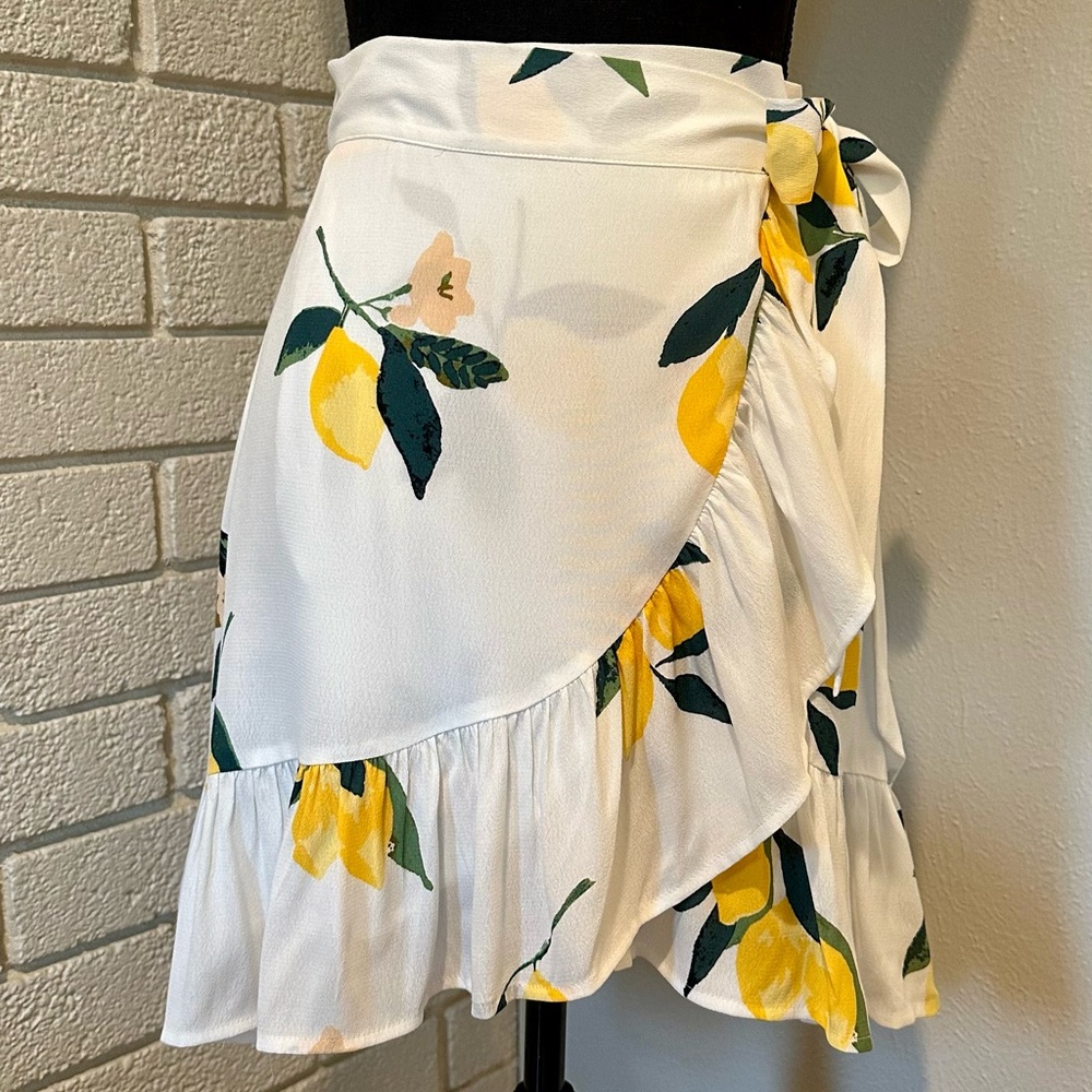 Rails Etienne Lemon Grove Mini Wrap Skirt with Ruffled Tie Front XS
